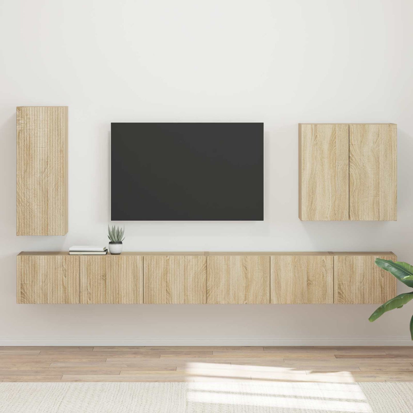 TV-Wandregal-Set Wandmontiert 6 pcs Sonoma-Eiche