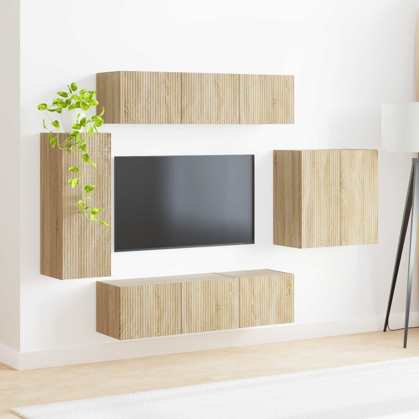 TV-Wandregal-Set Wandmontiert 6 pcs Sonoma-Eiche