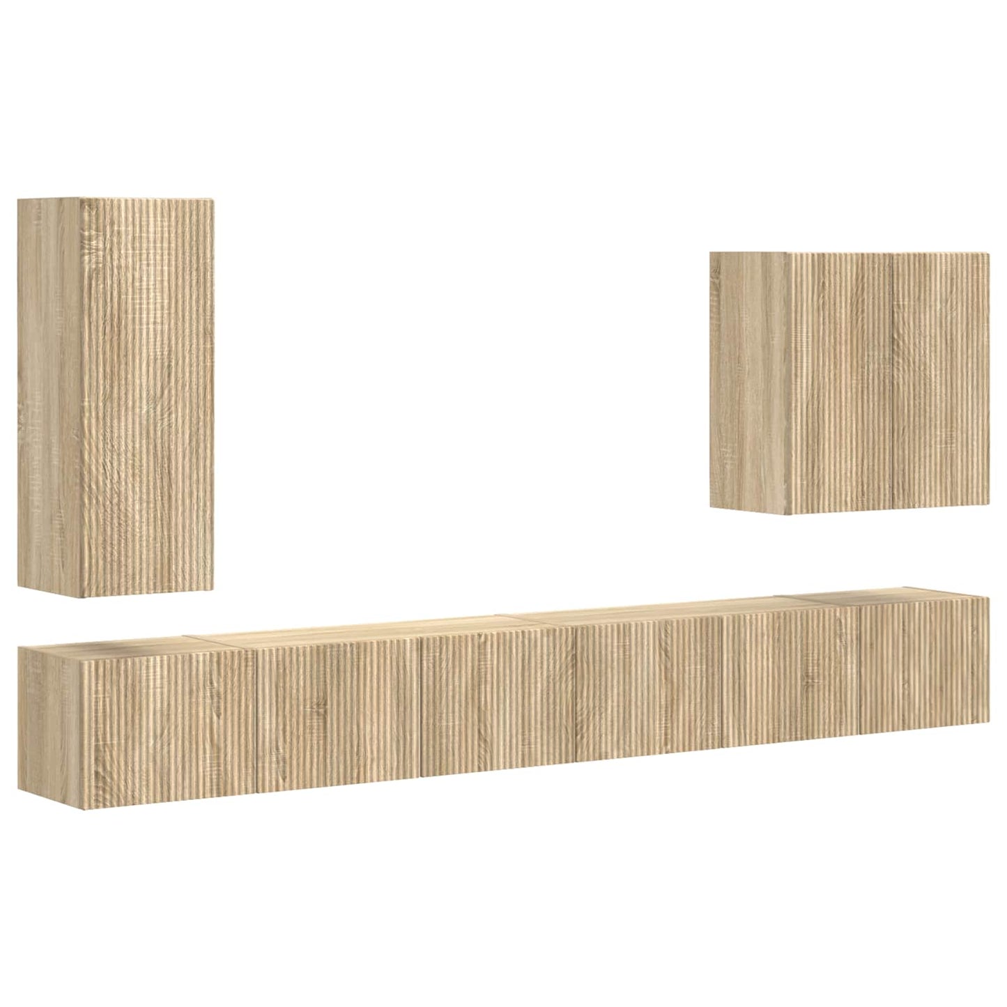 TV-Wandregal-Set Wandmontiert 6 pcs Sonoma-Eiche