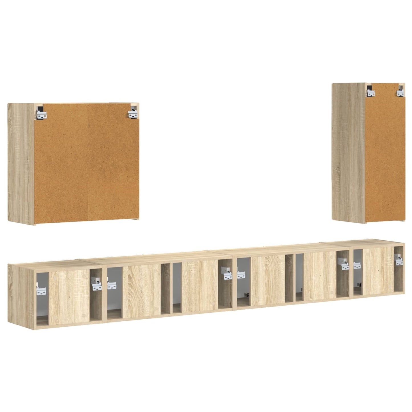 TV-Wandregal-Set Wandmontiert 6 pcs Sonoma-Eiche