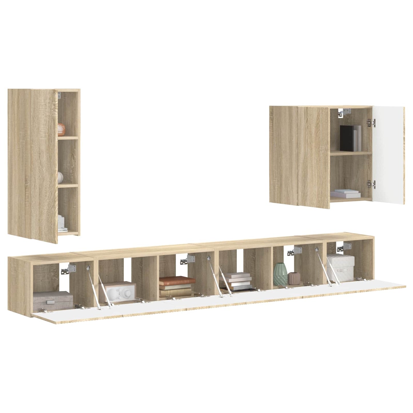 TV-Wandregal-Set Wandmontiert 6 pcs Sonoma-Eiche