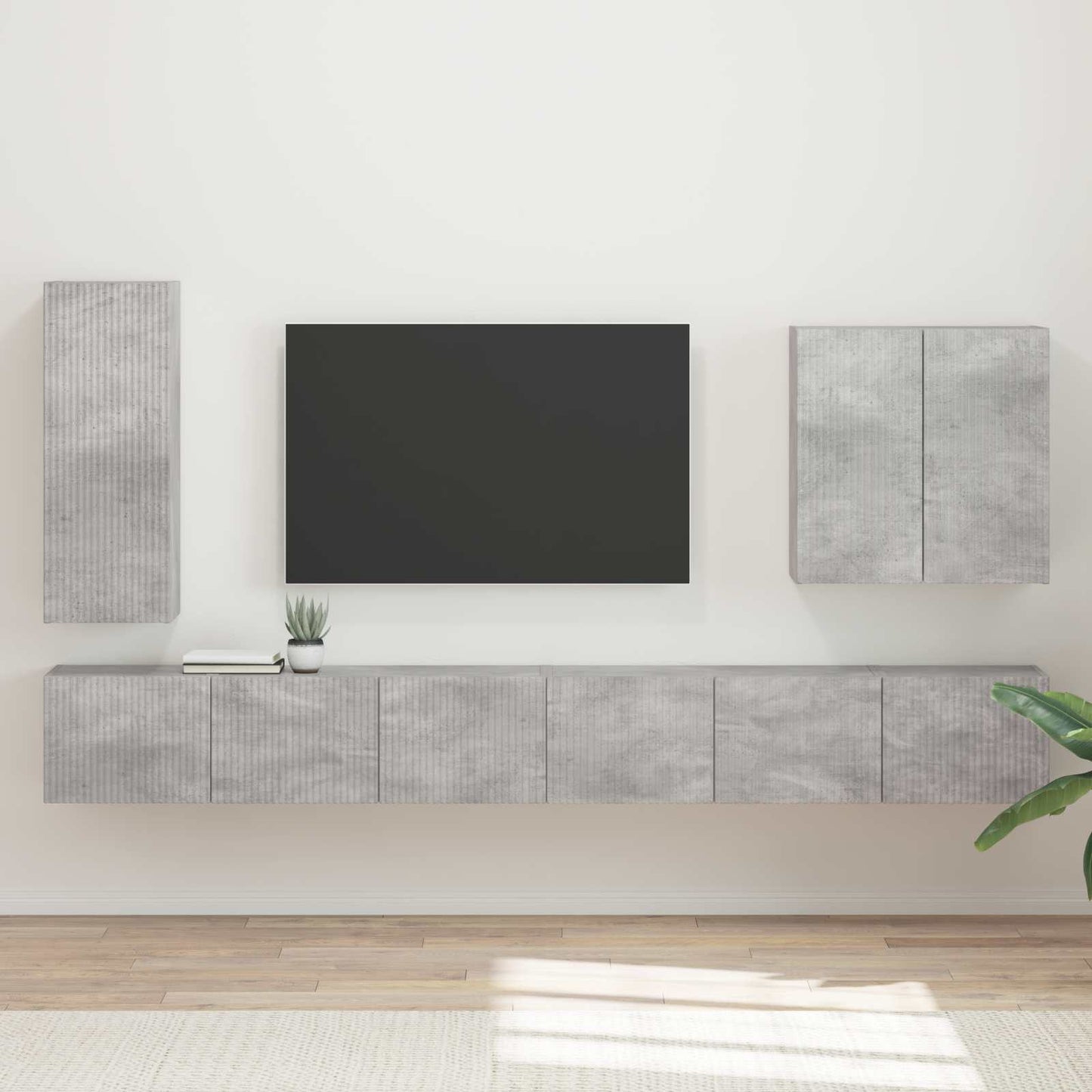 TV-Wandregal-Set Wandmontiert 6 pcs Beton Grau