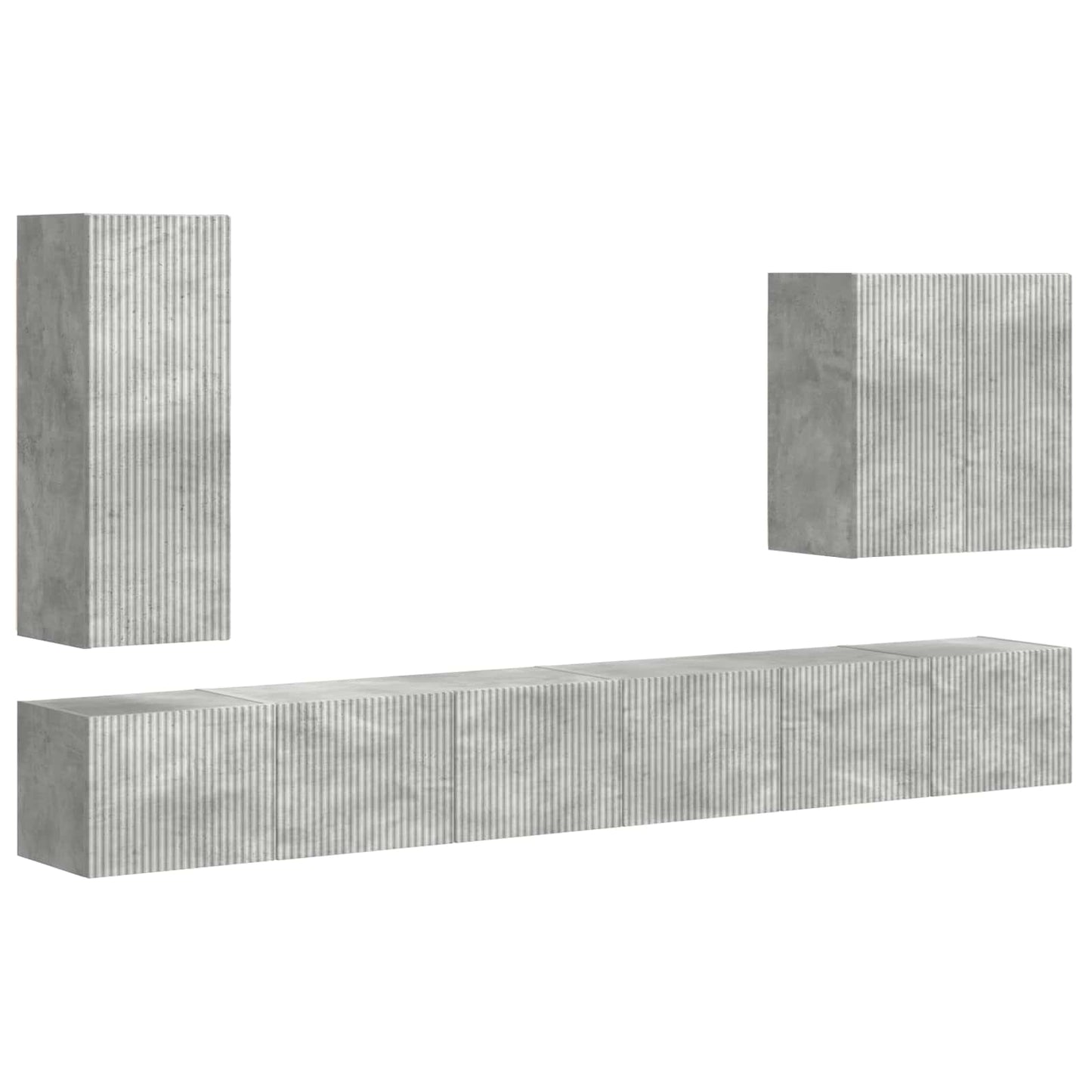 TV-Wandregal-Set Wandmontiert 6 pcs Beton Grau
