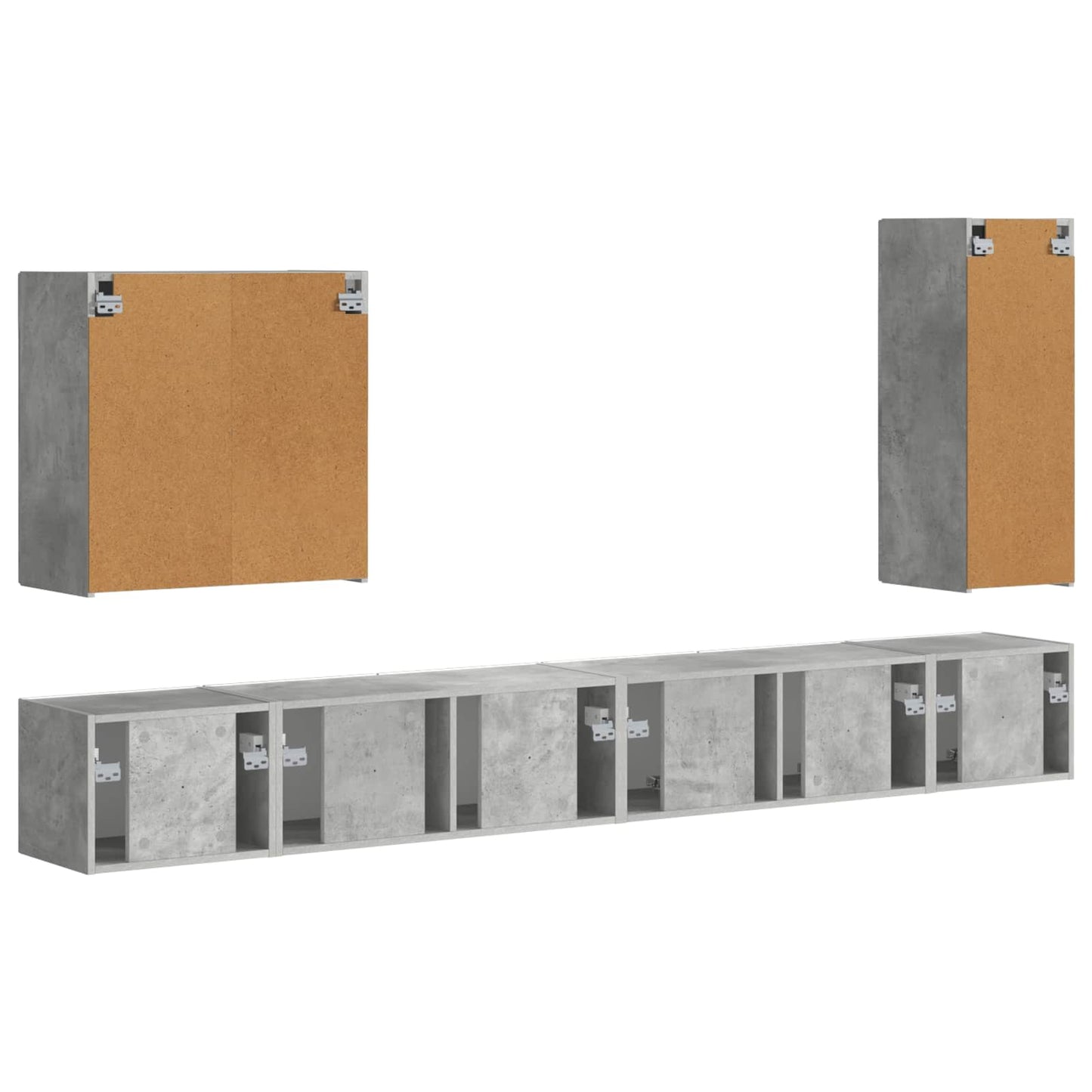 TV-Wandregal-Set Wandmontiert 6 pcs Beton Grau