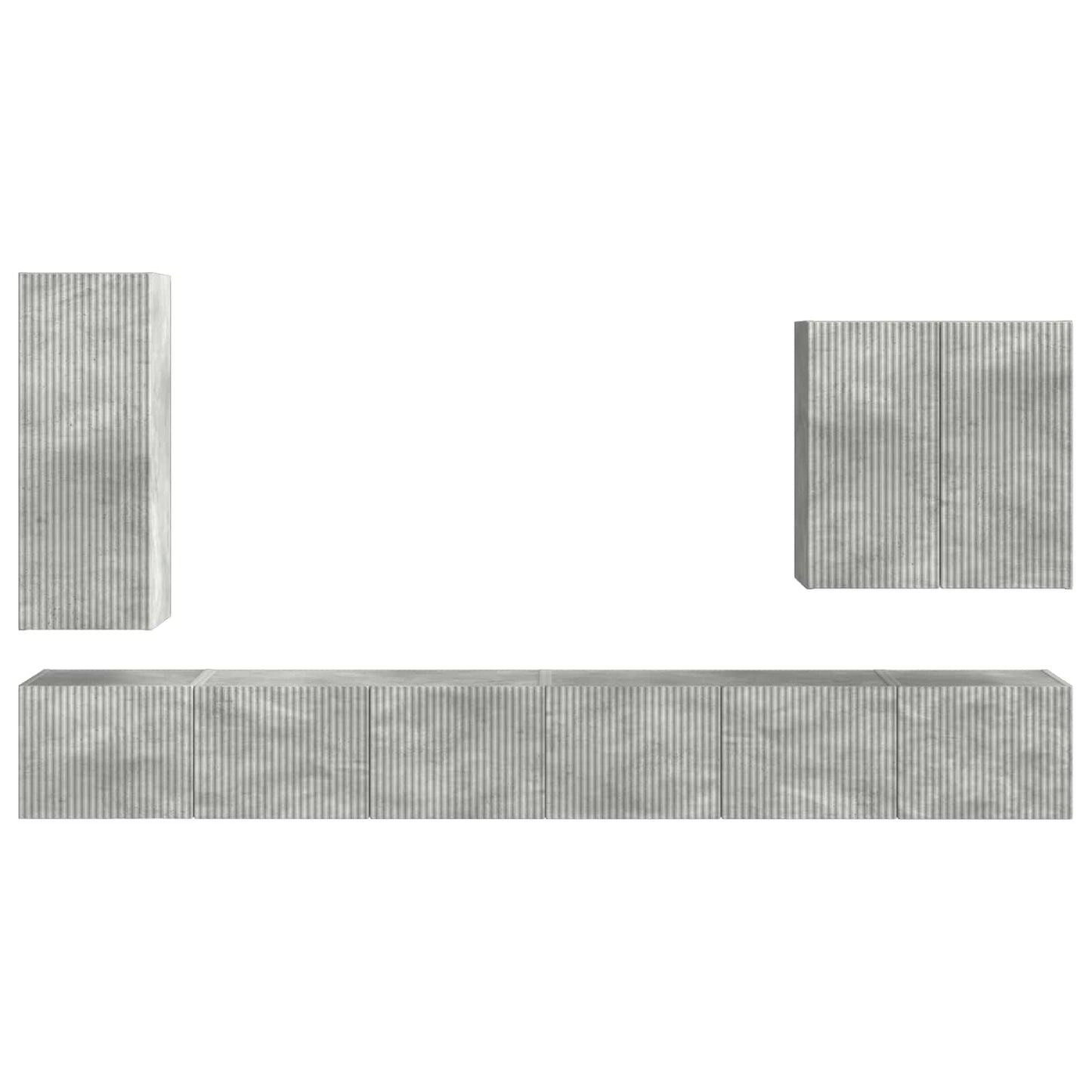 TV-Wandregal-Set Wandmontiert 6 pcs Beton Grau