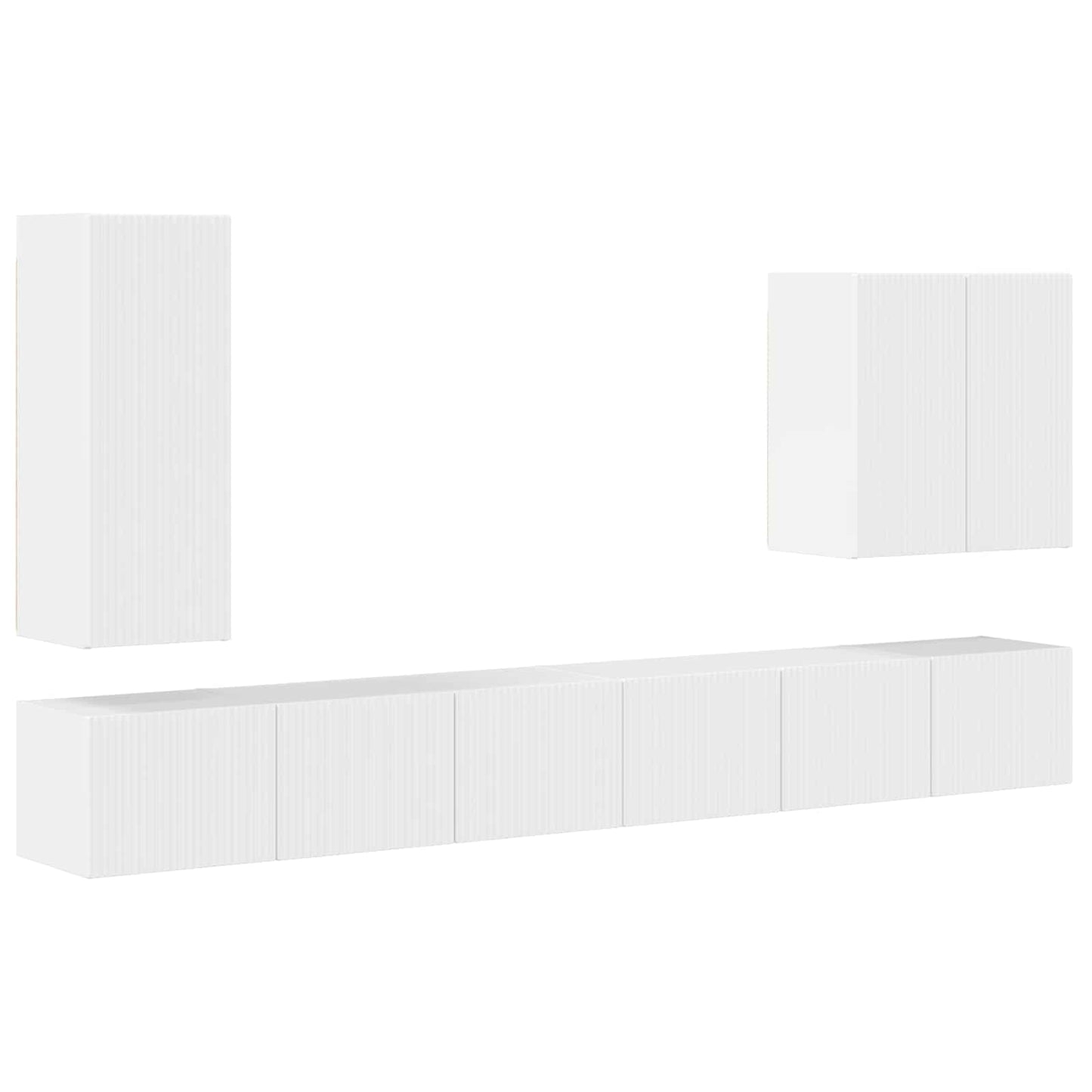 TV-Wandregal-Set Wandmontiert 6 pcs Hochglanz Weiß
