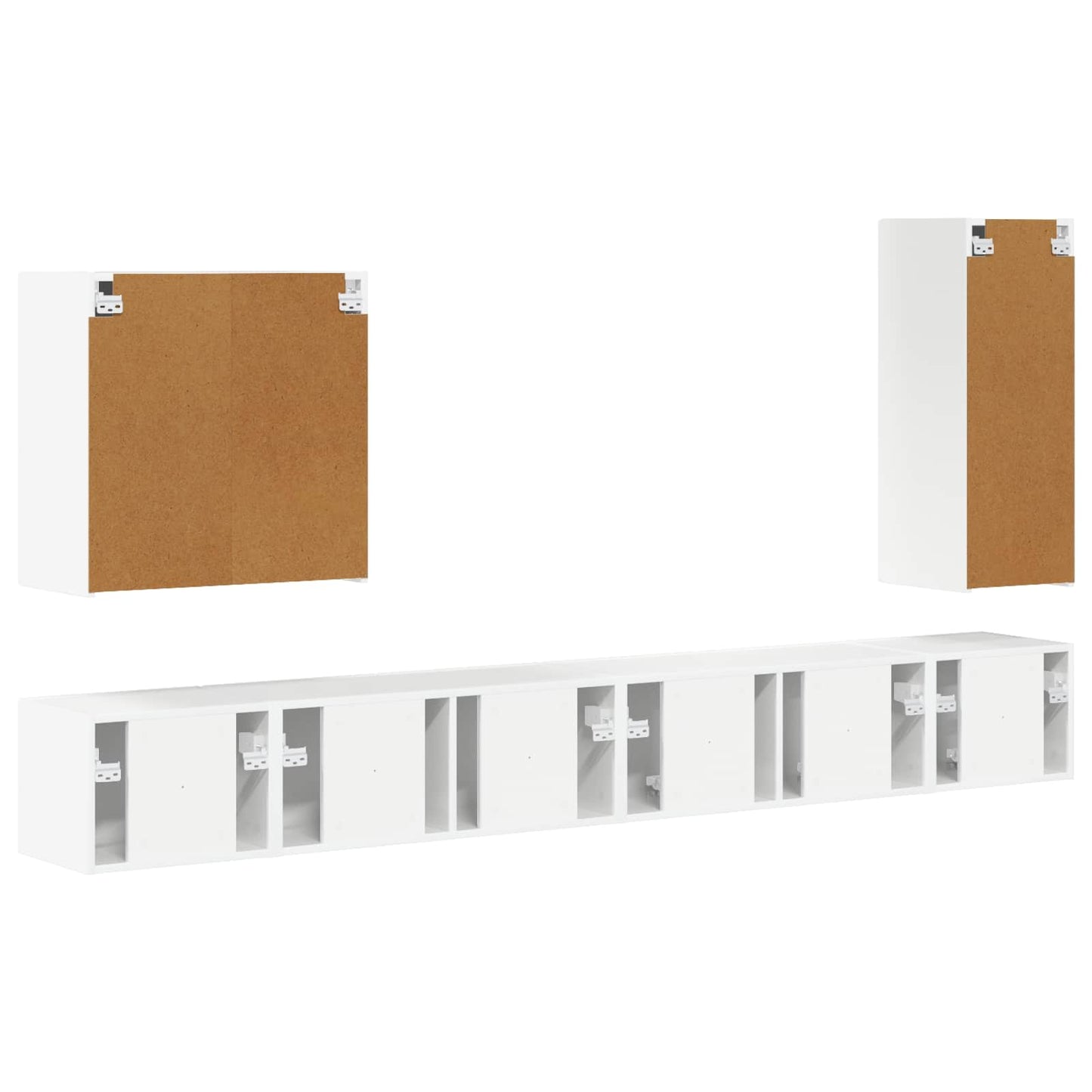 TV-Wandregal-Set Wandmontiert 6 pcs Hochglanz Weiß
