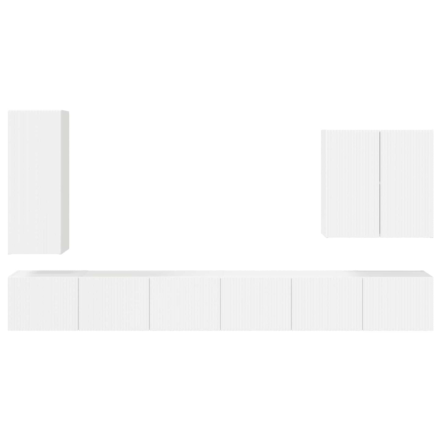 TV-Wandregal-Set Wandmontiert 6 pcs Hochglanz Weiß