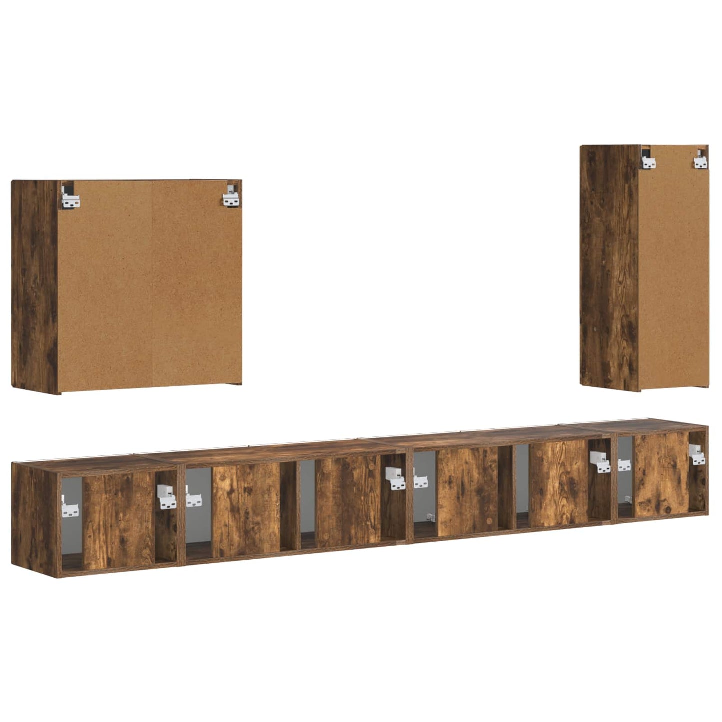 TV-Wandregal-Set Wandmontiert 6 pcs Geräucherte Eiche