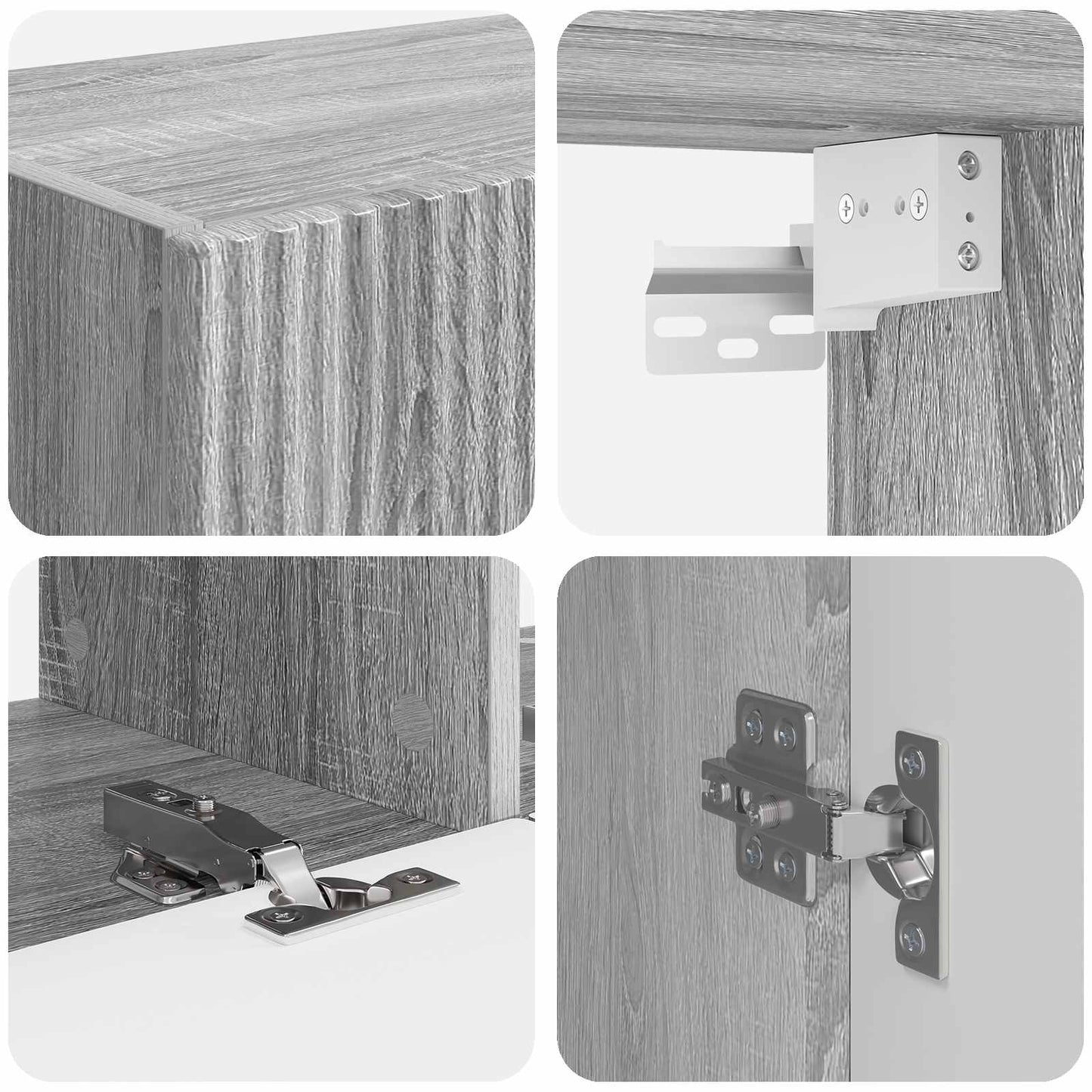 TV-Wandregal-Set Wandmontiert 6 pcs Graues Sonoma