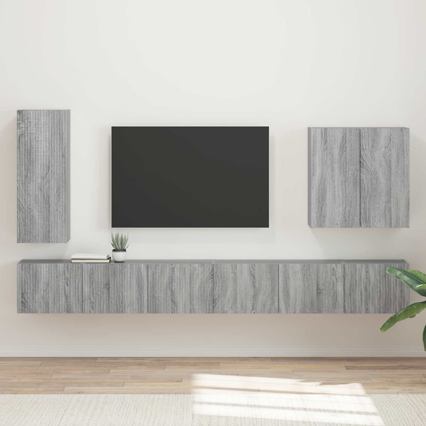 TV-Wandregal-Set Wandmontiert 6 pcs Graues Sonoma