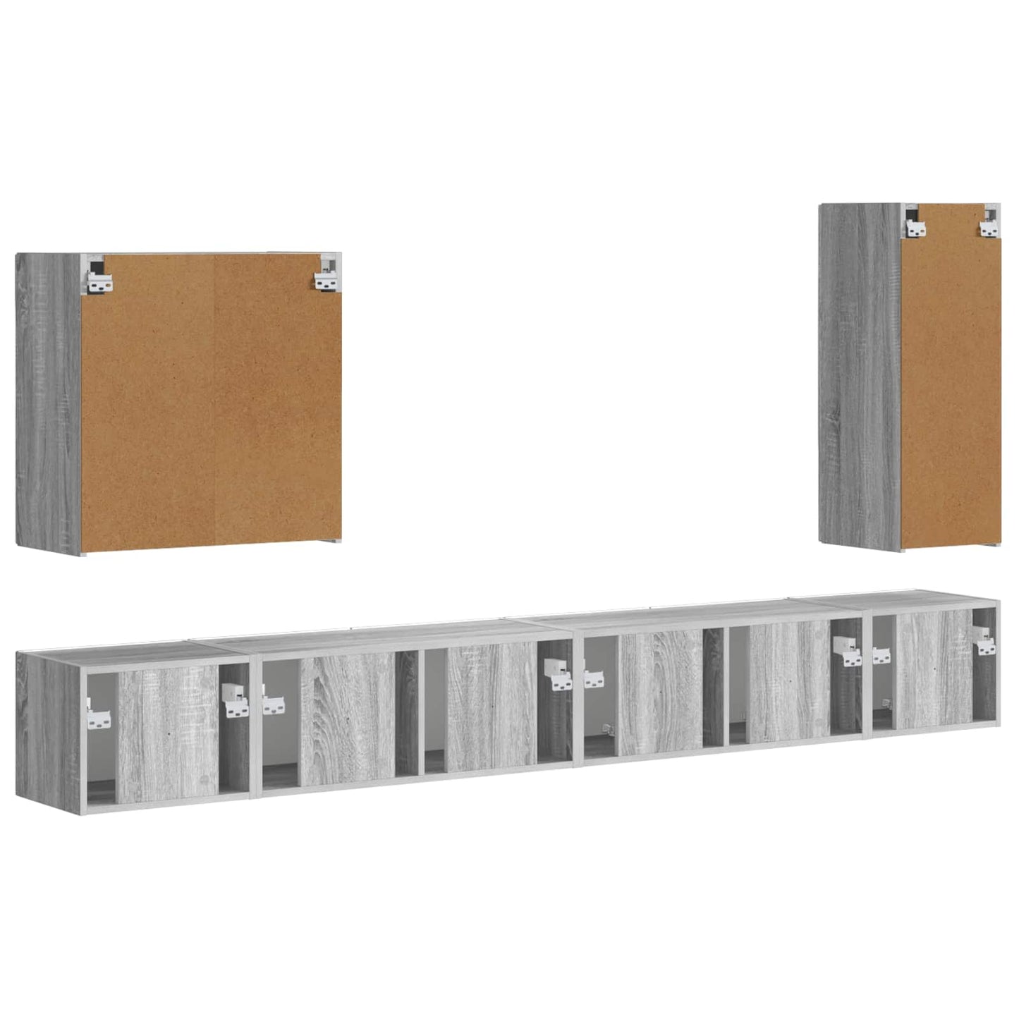 TV-Wandregal-Set Wandmontiert 6 pcs Graues Sonoma