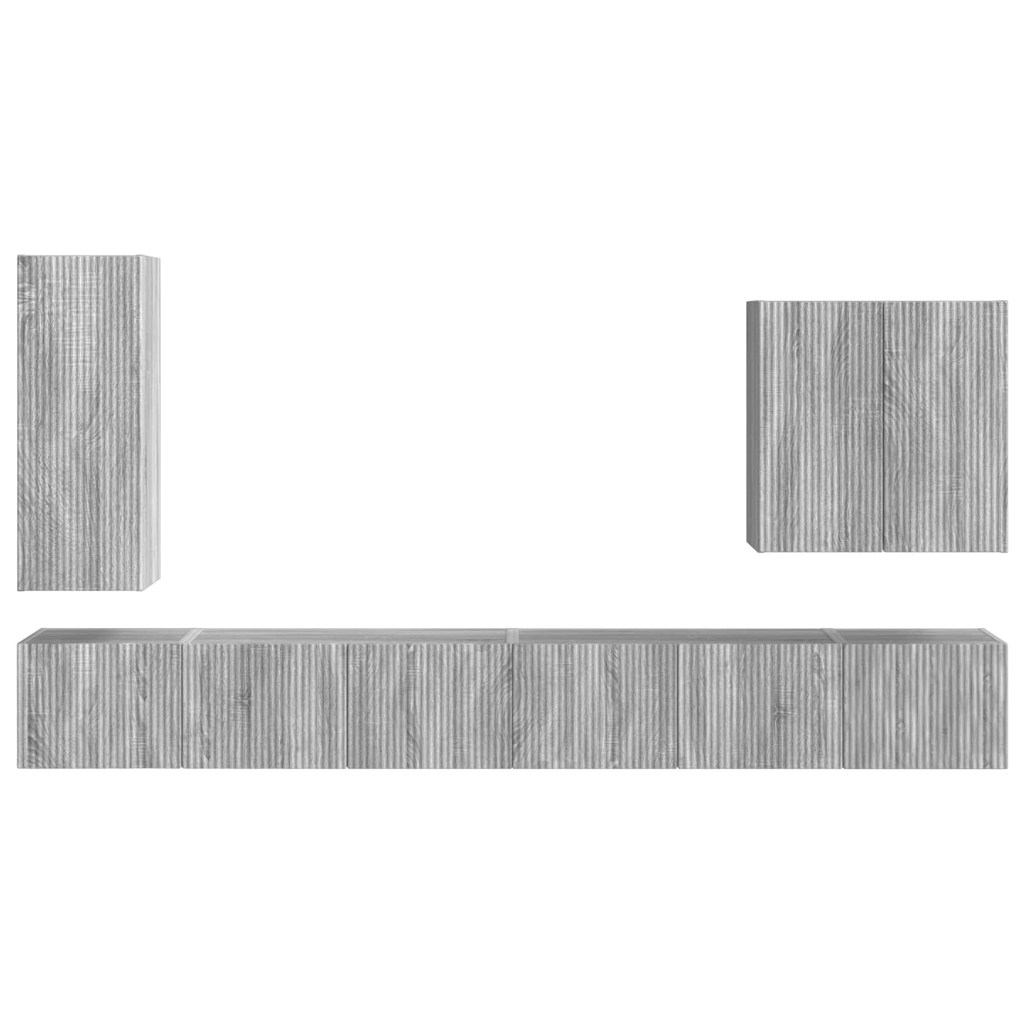 TV-Wandregal-Set Wandmontiert 6 pcs Graues Sonoma
