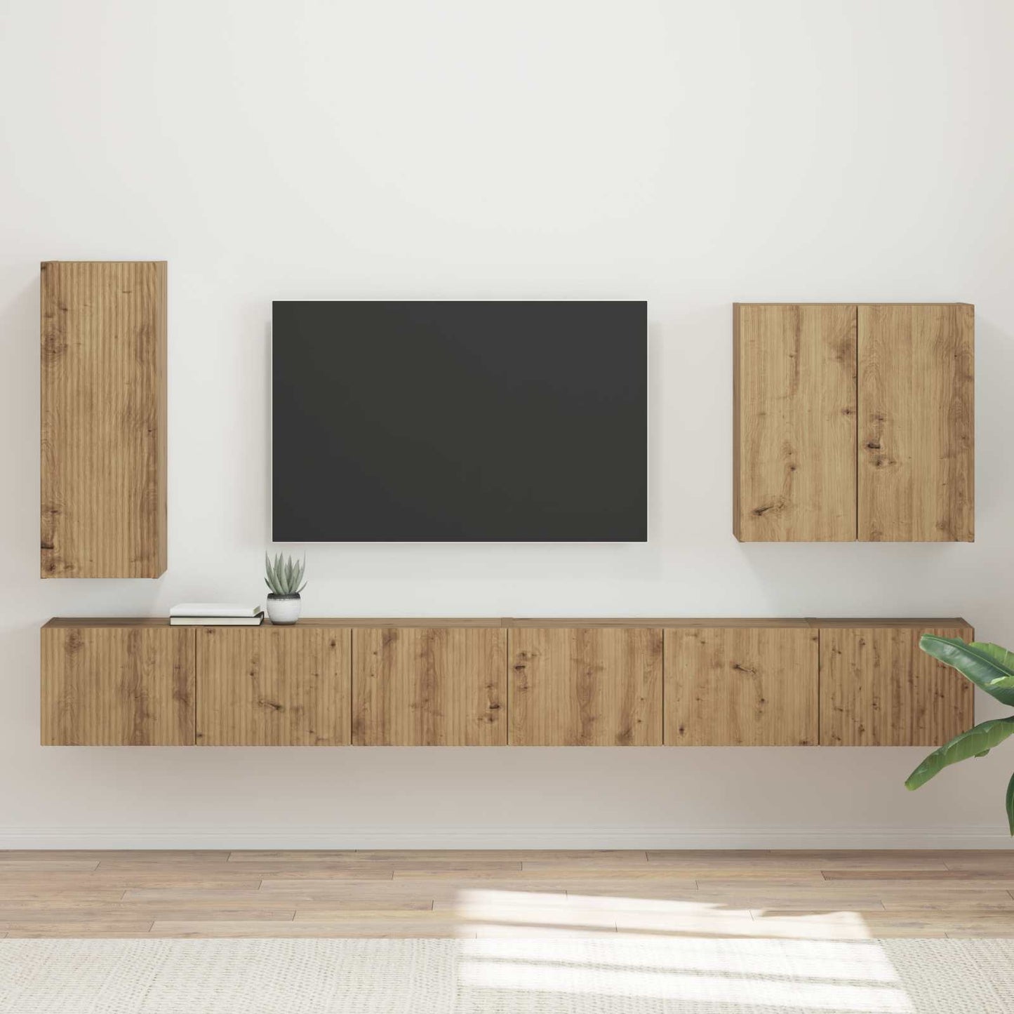 TV-Wandregal-Set Wandmontiert 6 pcs Artisan-Eiche