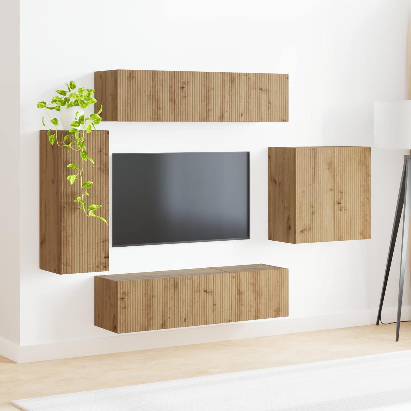 TV-Wandregal-Set Wandmontiert 6 pcs Artisan-Eiche