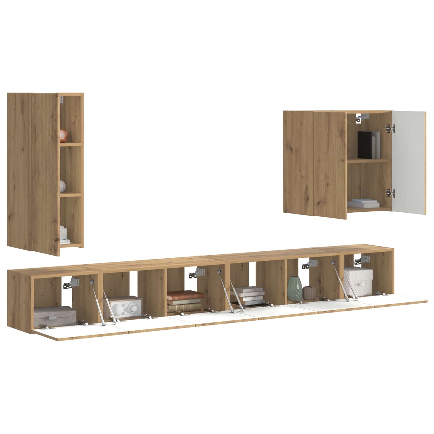 TV-Wandregal-Set Wandmontiert 6 pcs Artisan-Eiche