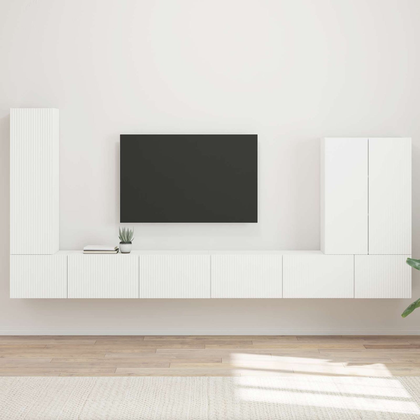 TV-Wandregal-Set Wandmontiert 6 pcs Weiß