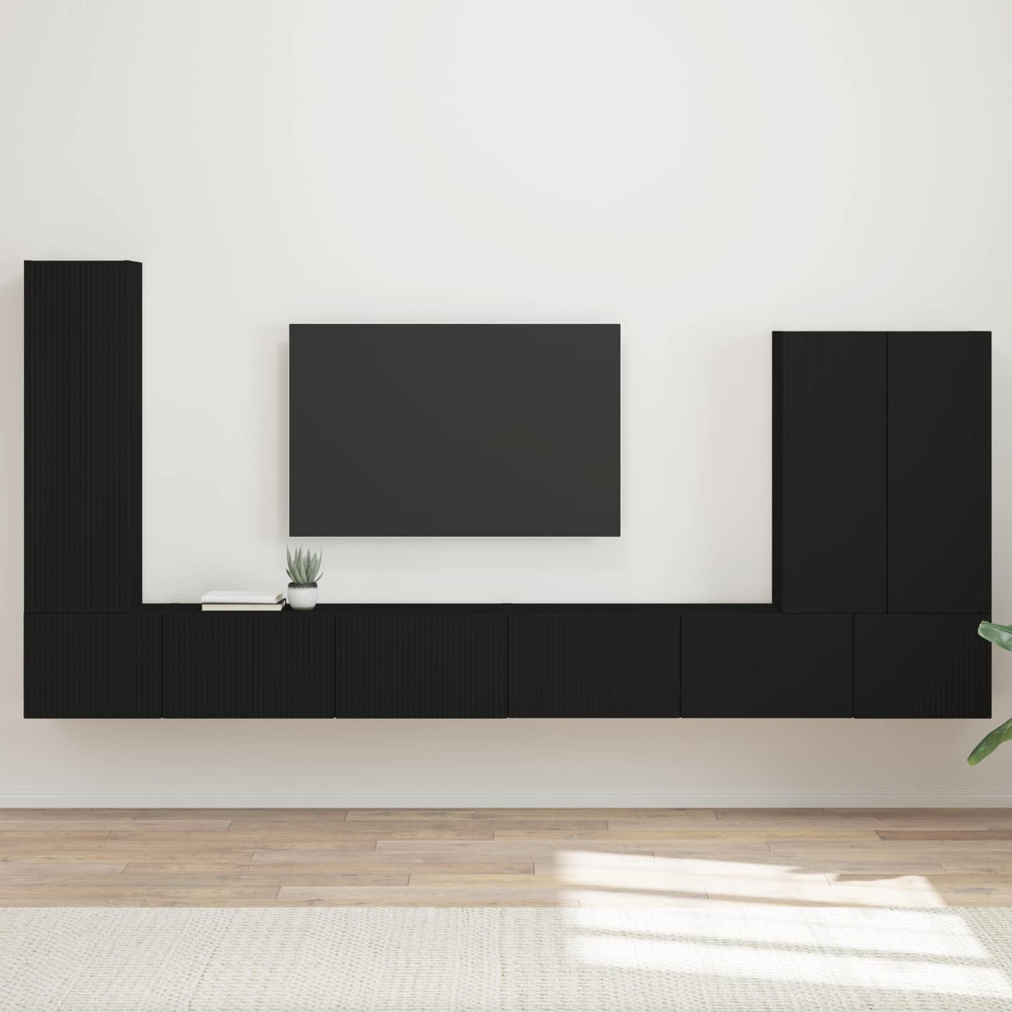 TV-Wandregal-Set Wandmontiert 6 pcs Schwarz