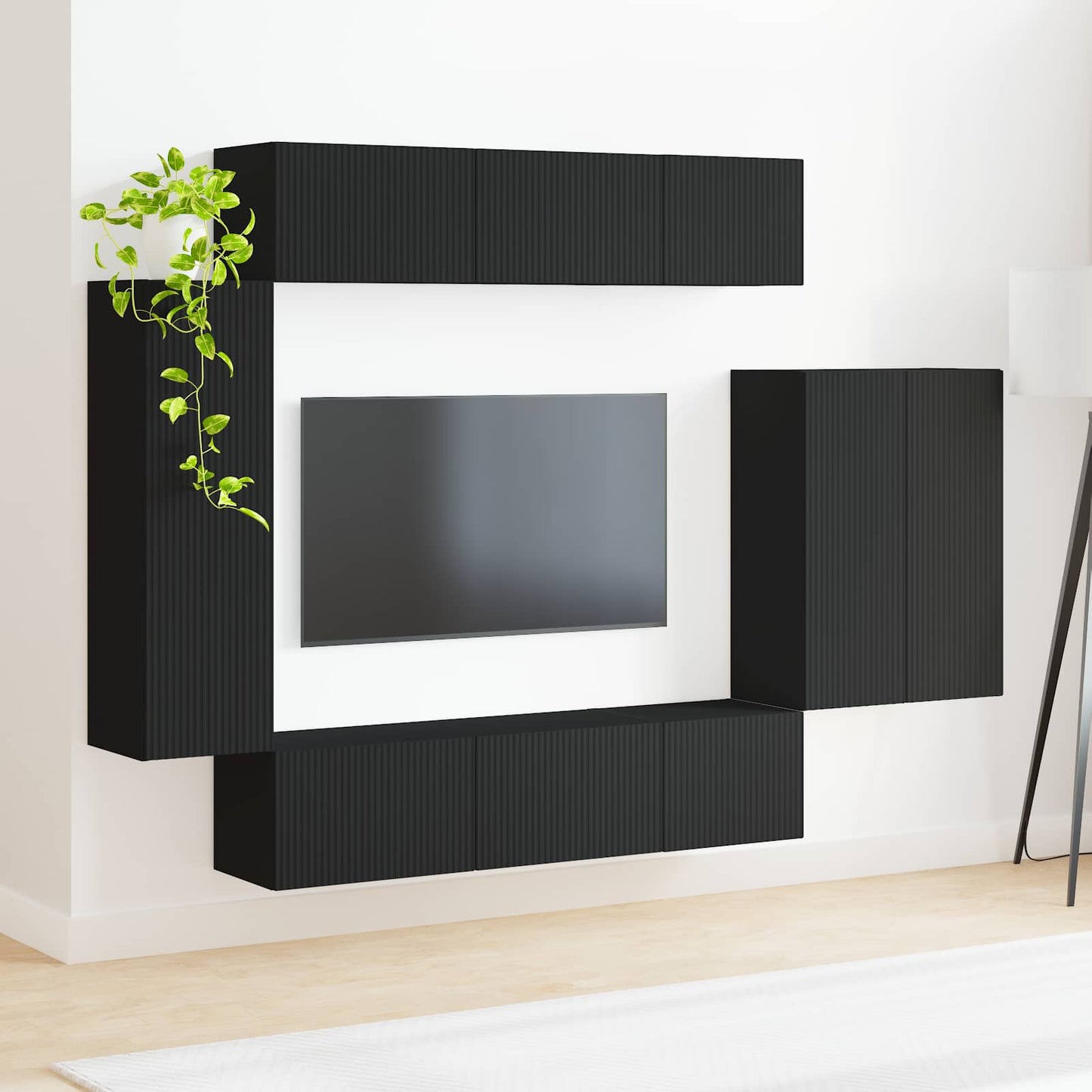 TV-Wandregal-Set Wandmontiert 6 pcs Schwarz