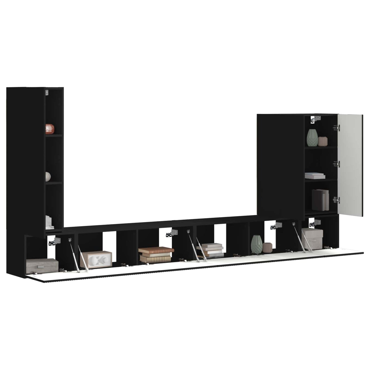 TV-Wandregal-Set Wandmontiert 6 pcs Schwarz