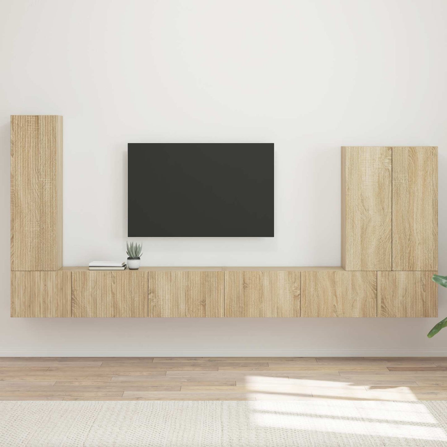 TV-Wandregal-Set Wandmontiert 6 pcs Sonoma-Eiche