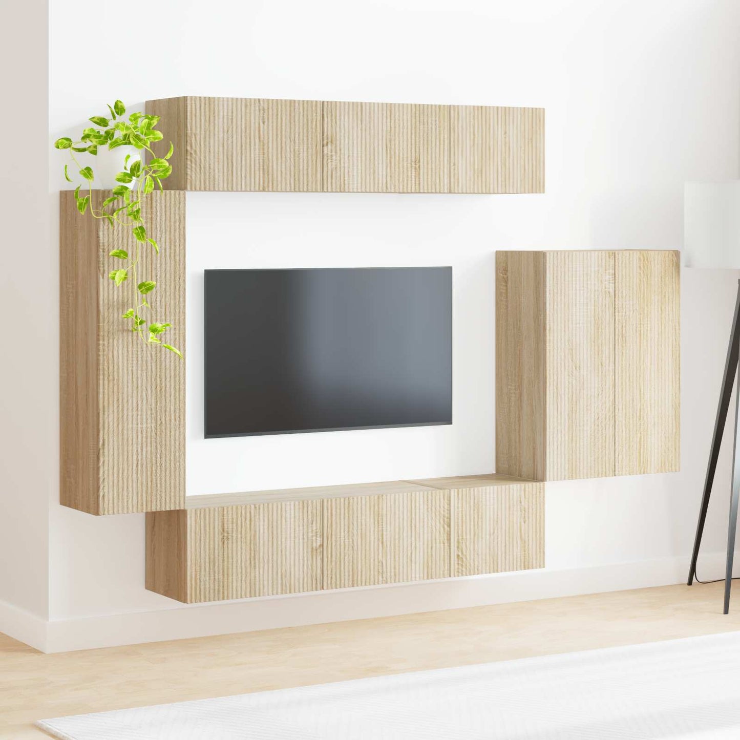 TV-Wandregal-Set Wandmontiert 6 pcs Sonoma-Eiche