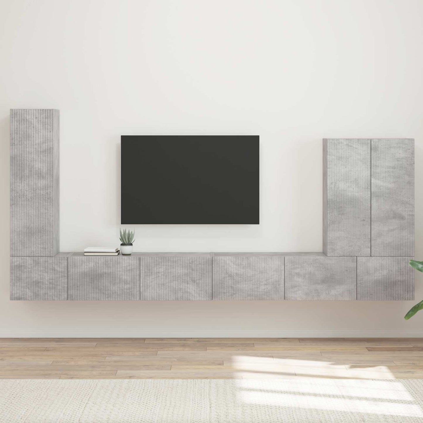 TV-Wandregal-Set Wandmontiert 6 pcs Beton Grau
