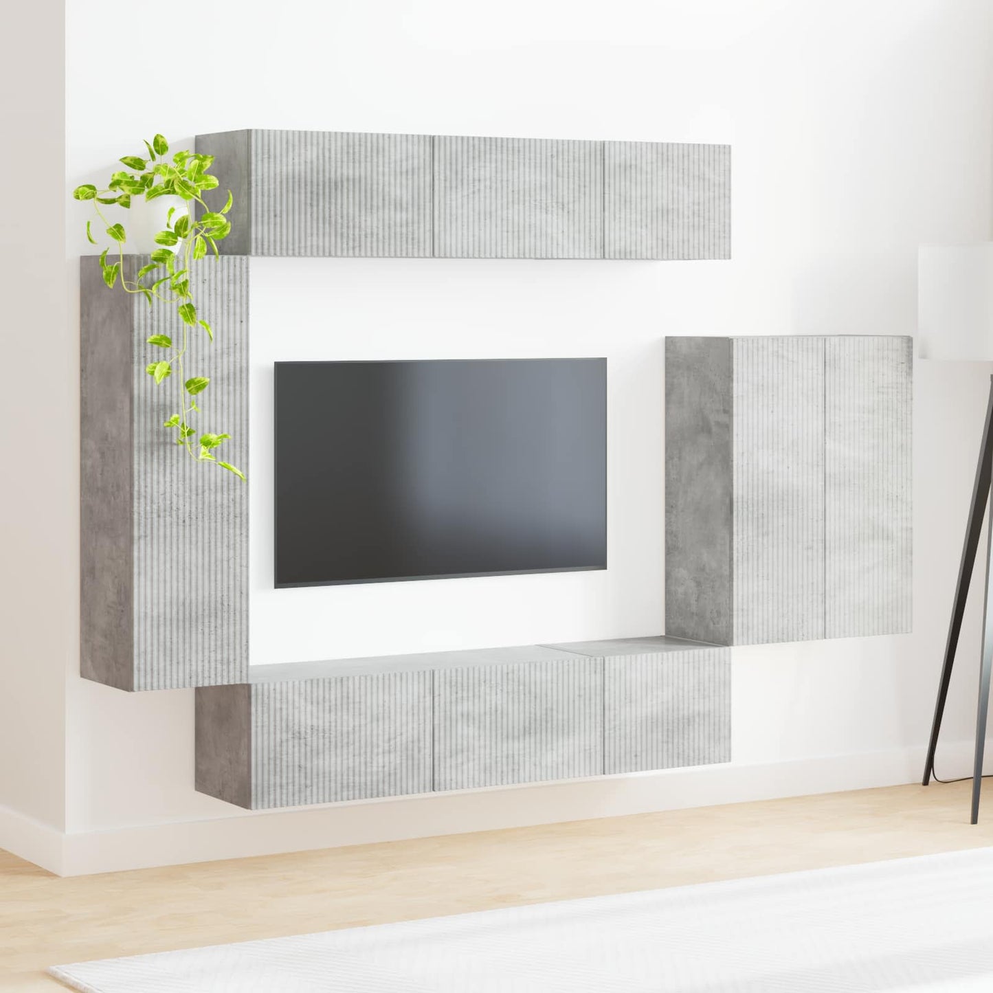 TV-Wandregal-Set Wandmontiert 6 pcs Beton Grau