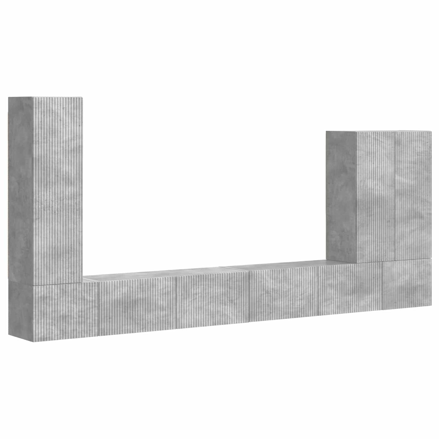 TV-Wandregal-Set Wandmontiert 6 pcs Beton Grau