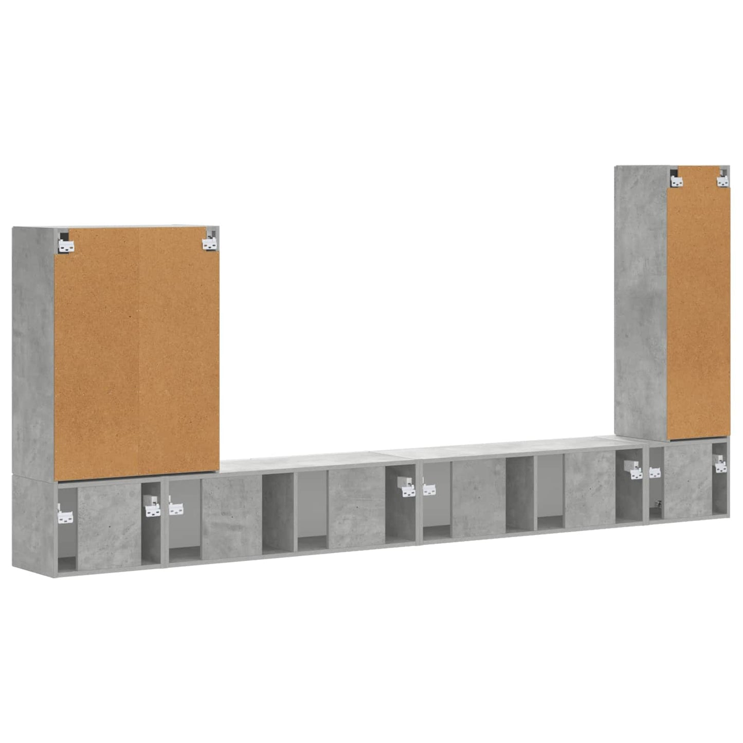 TV-Wandregal-Set Wandmontiert 6 pcs Beton Grau