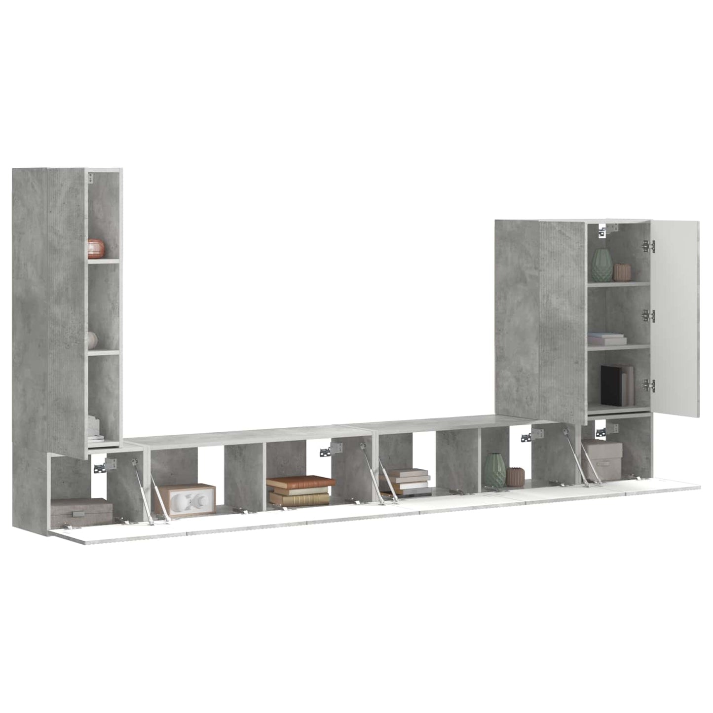 TV-Wandregal-Set Wandmontiert 6 pcs Beton Grau