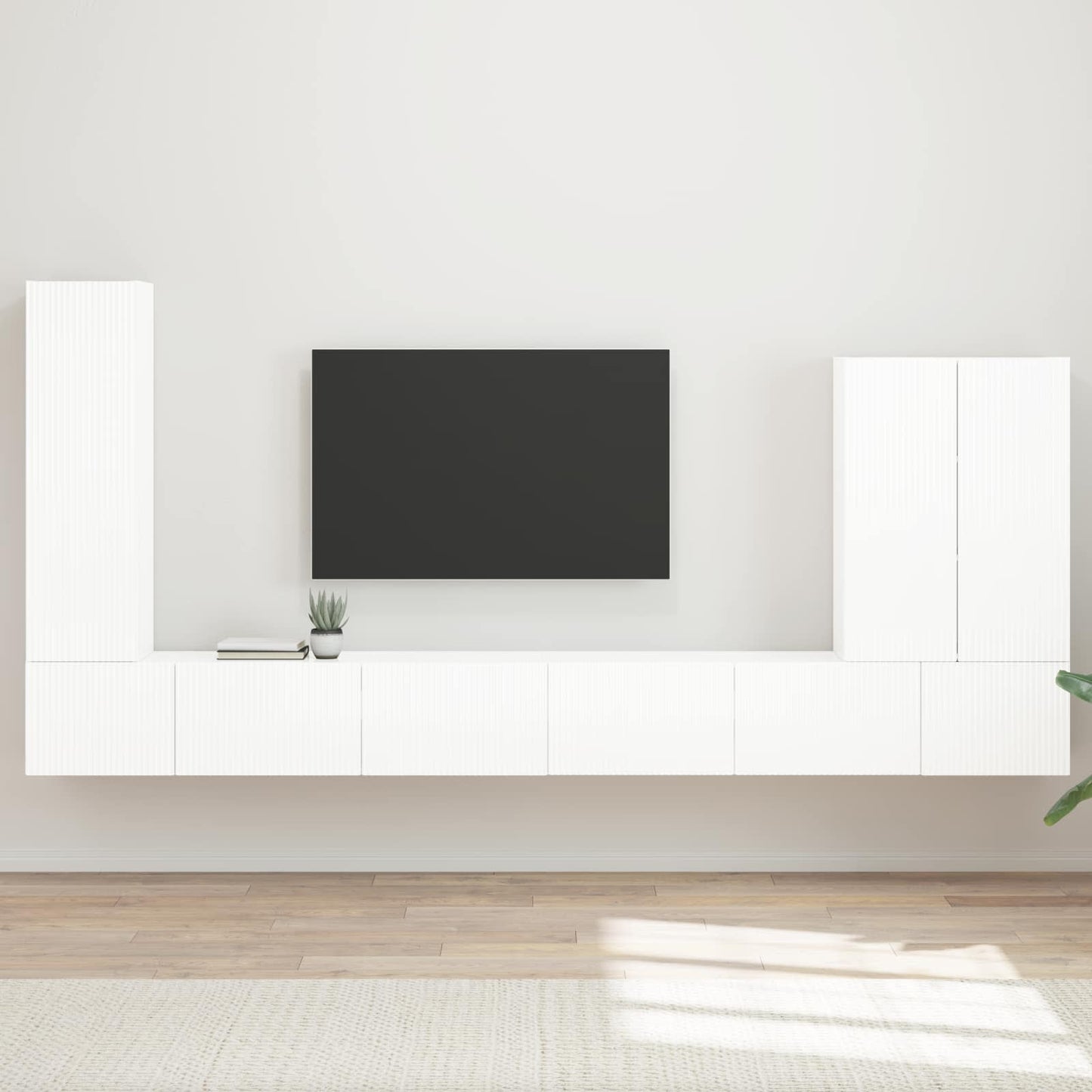 TV-Wandregal-Set Wandmontiert 6 pcs Hochglanz Weiß