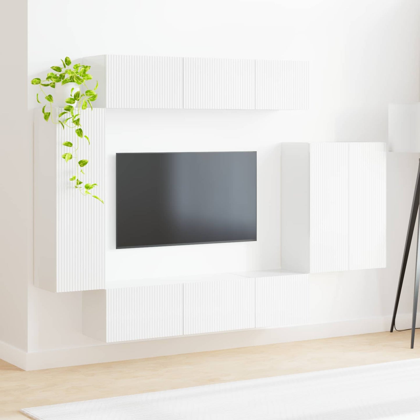 TV-Wandregal-Set Wandmontiert 6 pcs Hochglanz Weiß