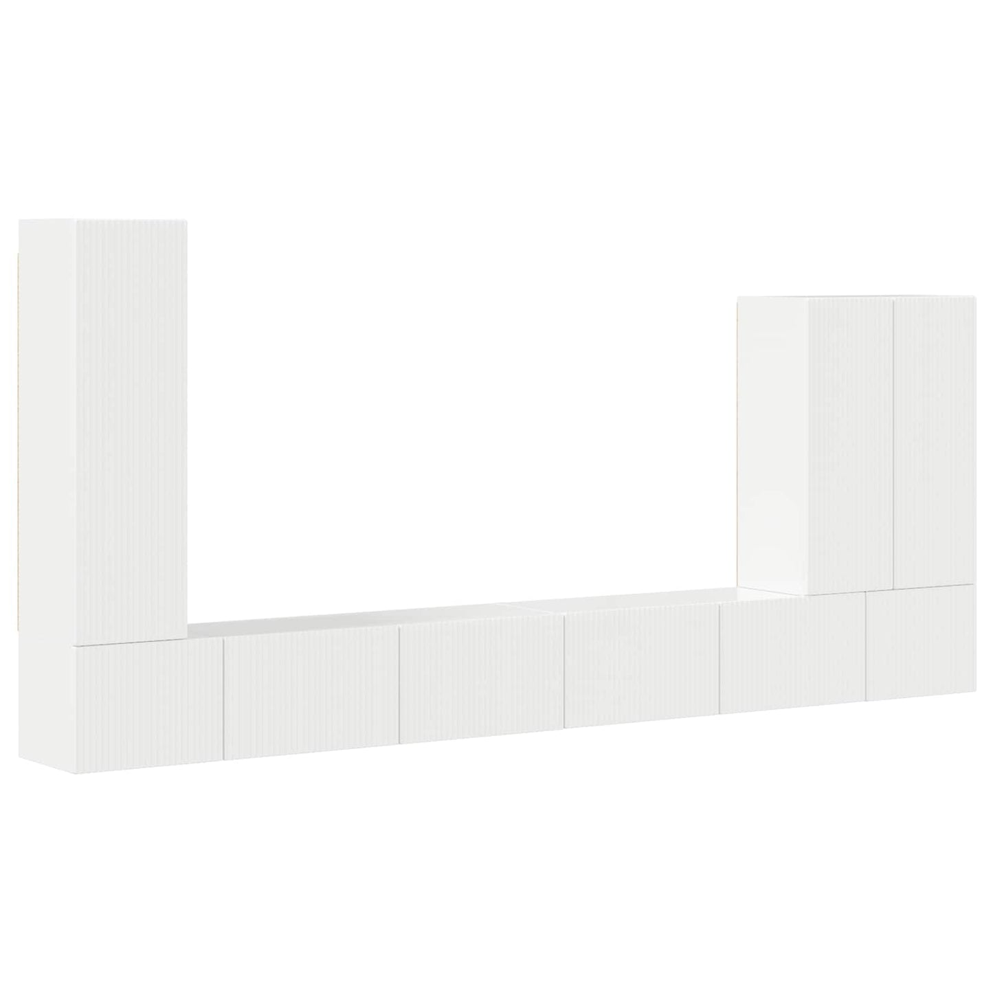 TV-Wandregal-Set Wandmontiert 6 pcs Hochglanz Weiß