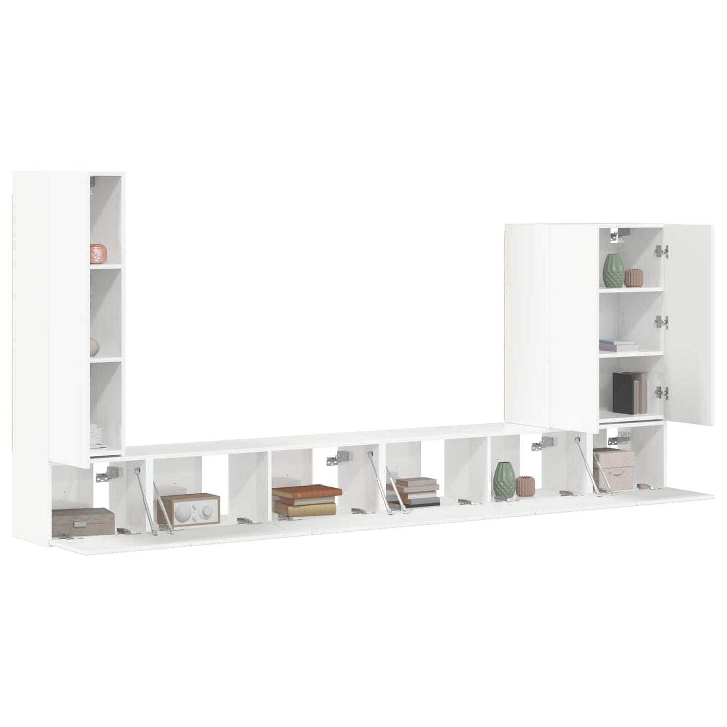 TV-Wandregal-Set Wandmontiert 6 pcs Hochglanz Weiß