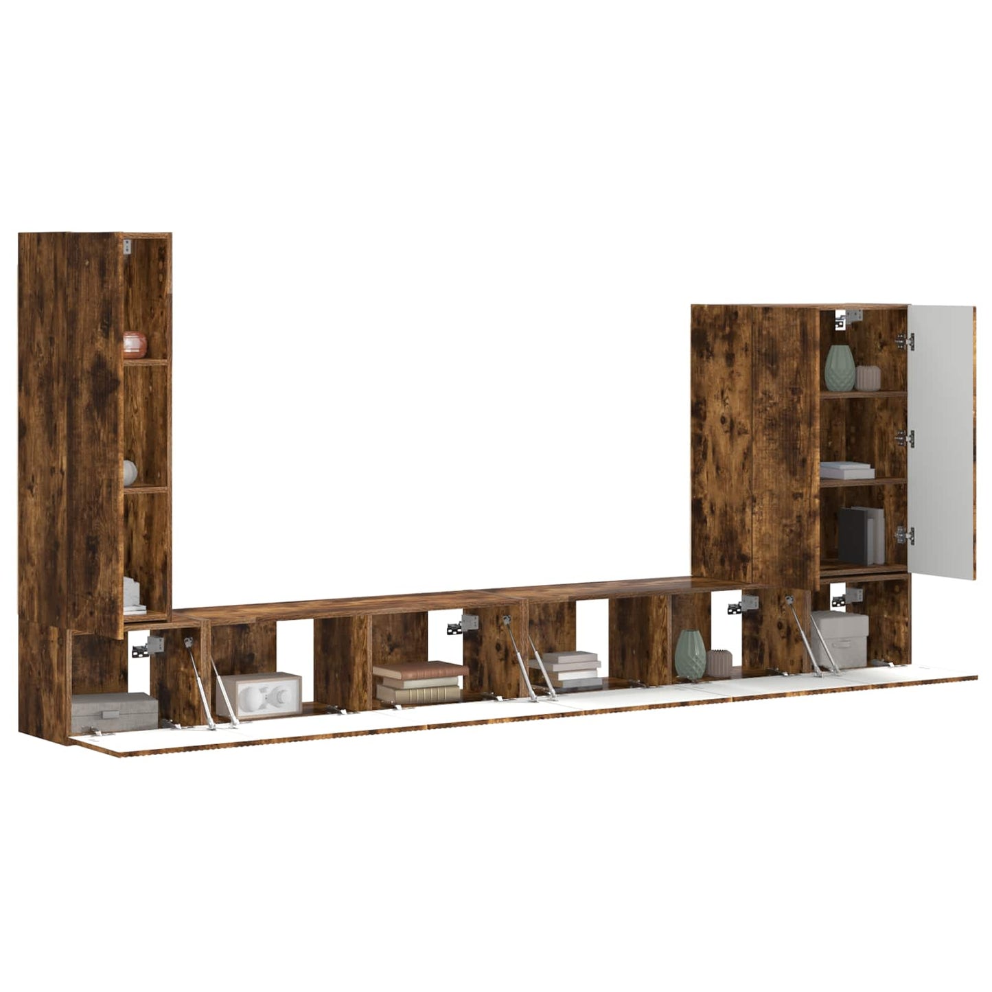 TV-Wandregal-Set Wandmontiert 6 pcs Geräucherte Eiche