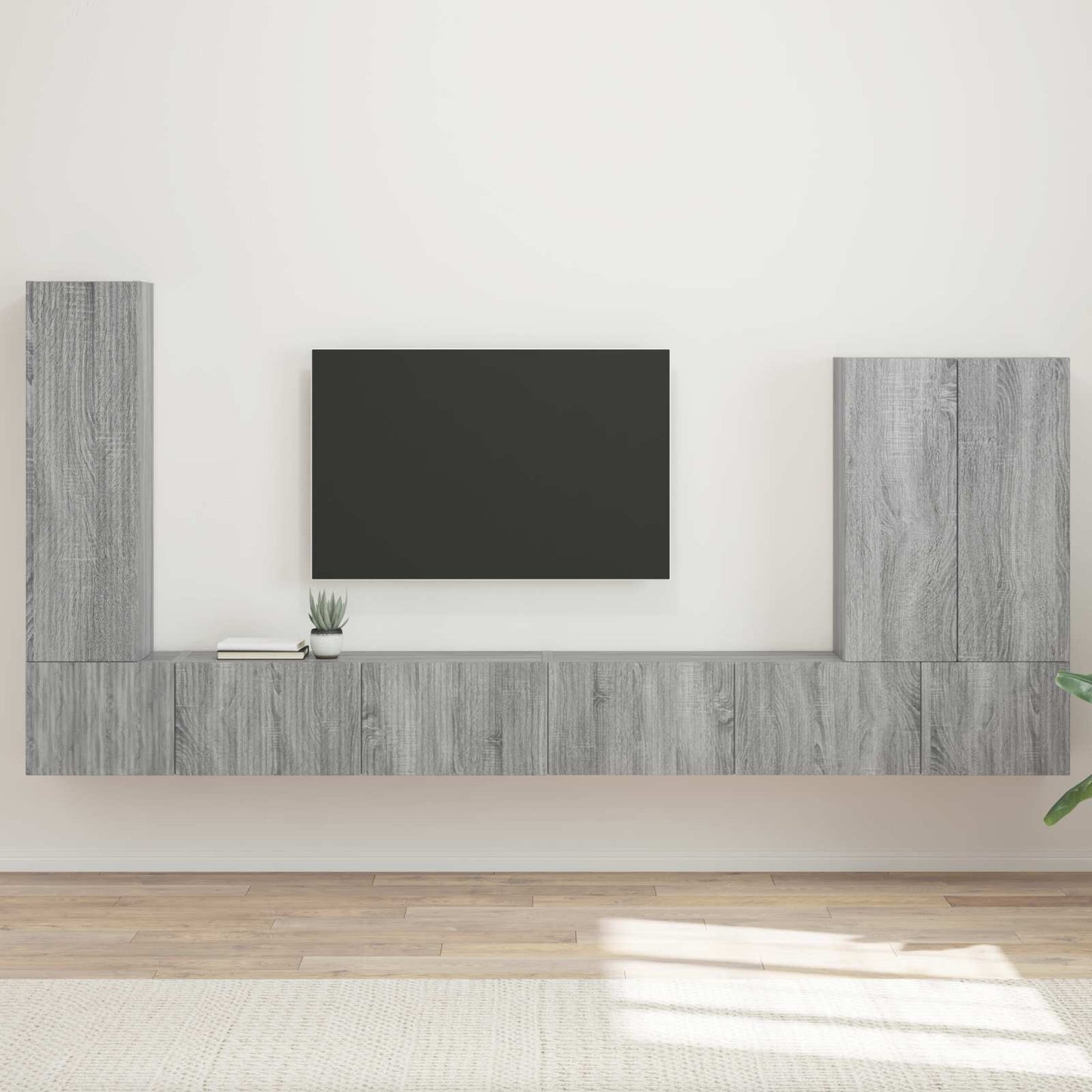 TV-Wandregal-Set Wandmontiert 6 pcs Graues Sonoma