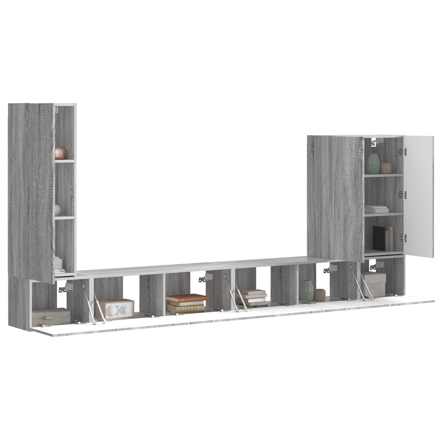 TV-Wandregal-Set Wandmontiert 6 pcs Graues Sonoma