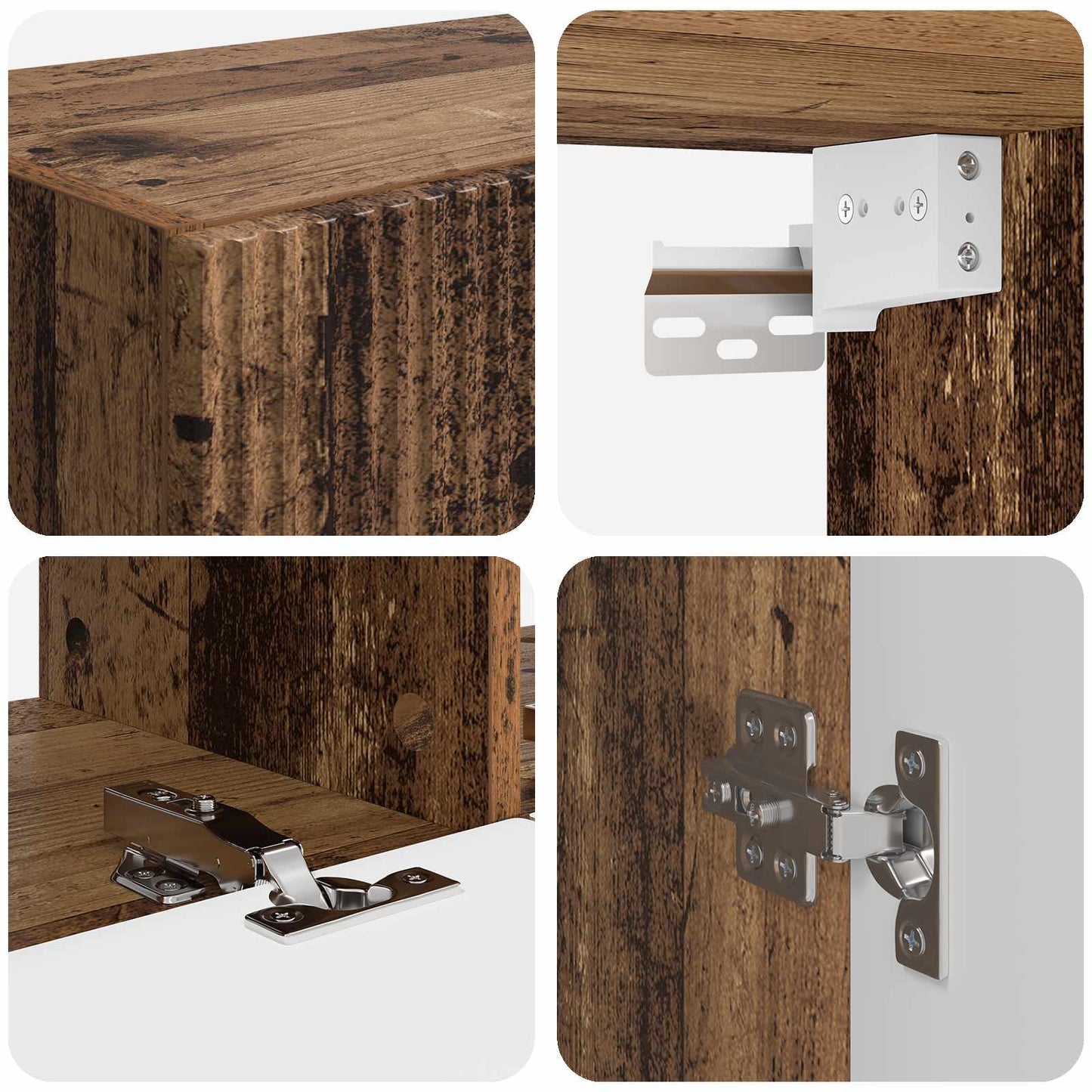 TV-Wandregal-Set Wandmontiert 6 pcs Altholz