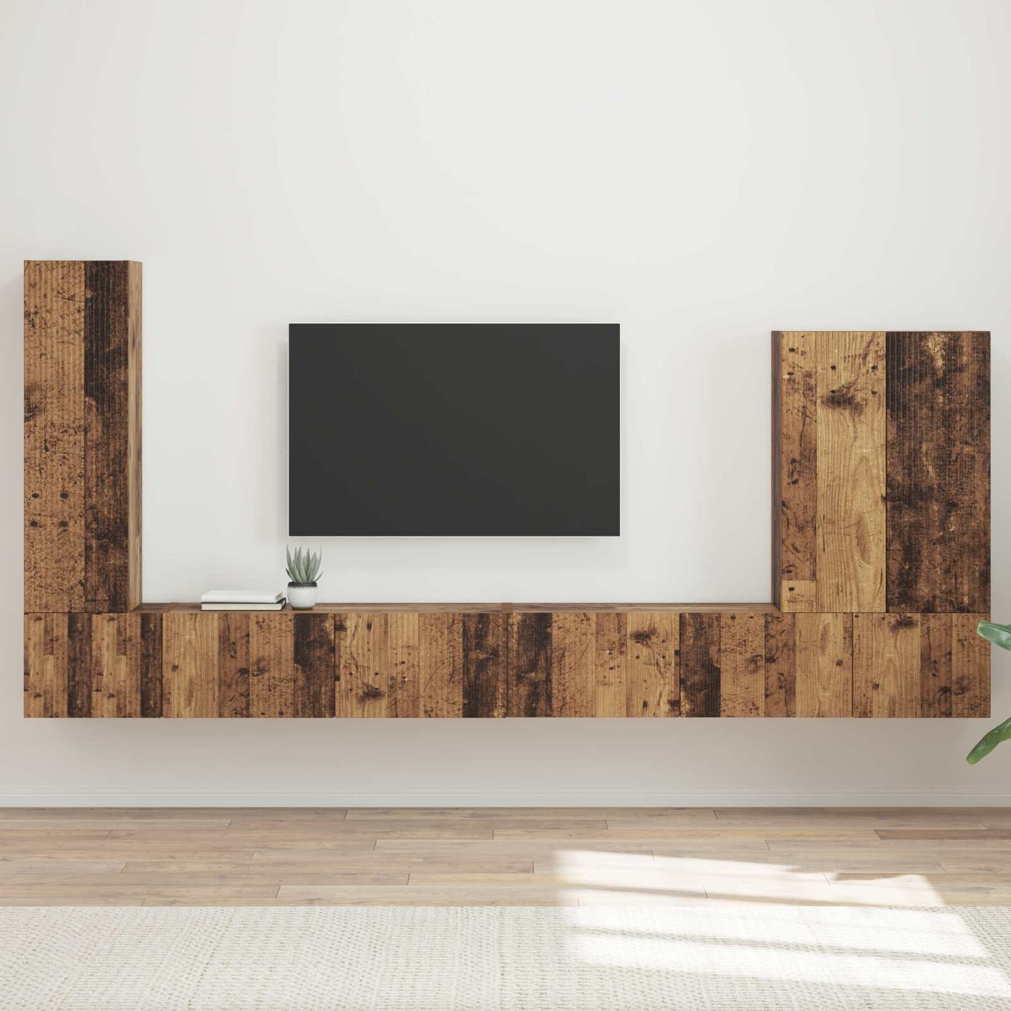 TV-Wandregal-Set Wandmontiert 6 pcs Altholz