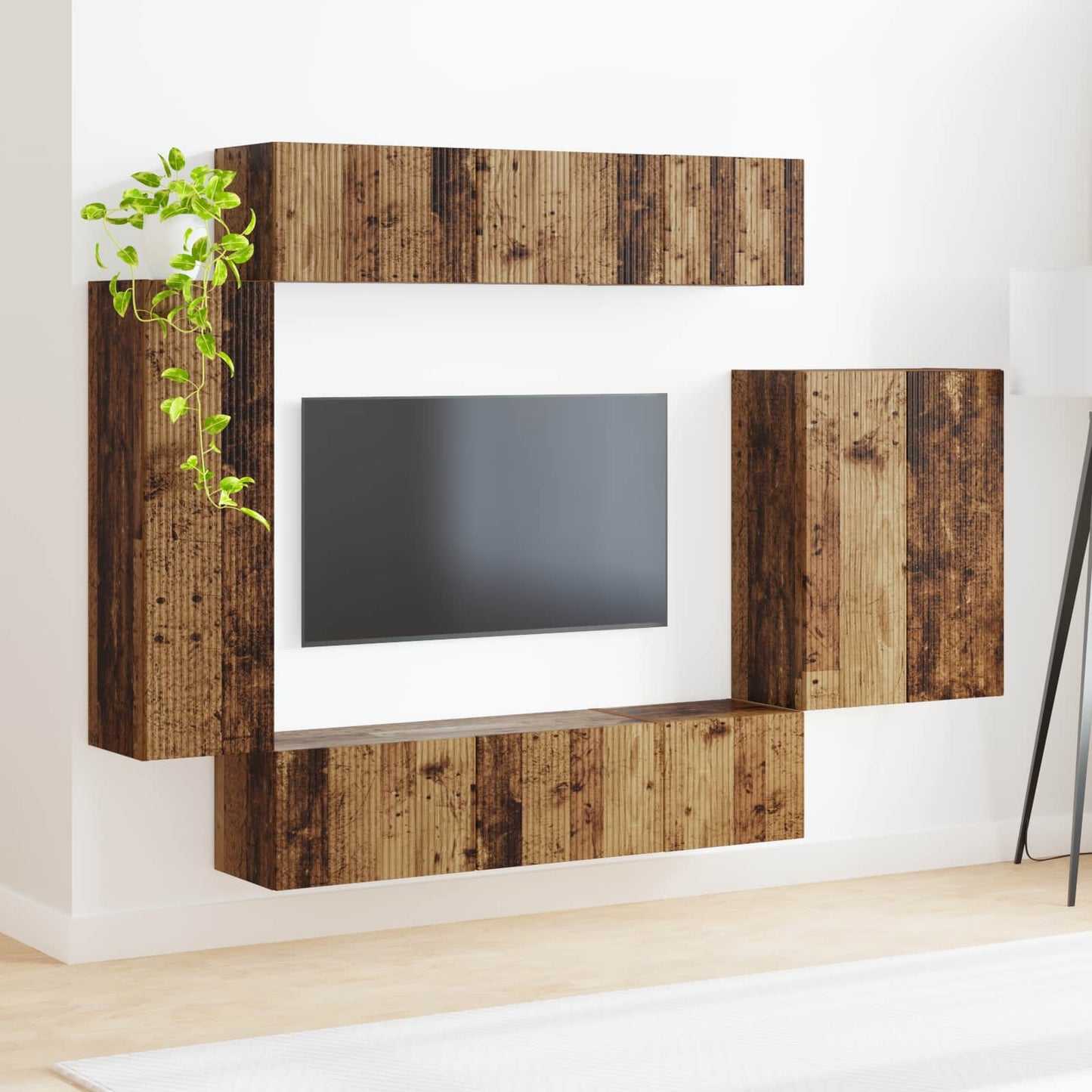 TV-Wandregal-Set Wandmontiert 6 pcs Altholz