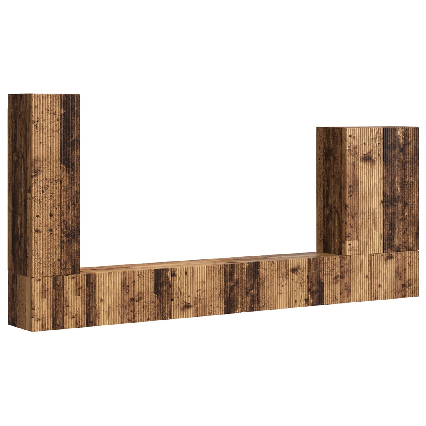 TV-Wandregal-Set Wandmontiert 6 pcs Altholz