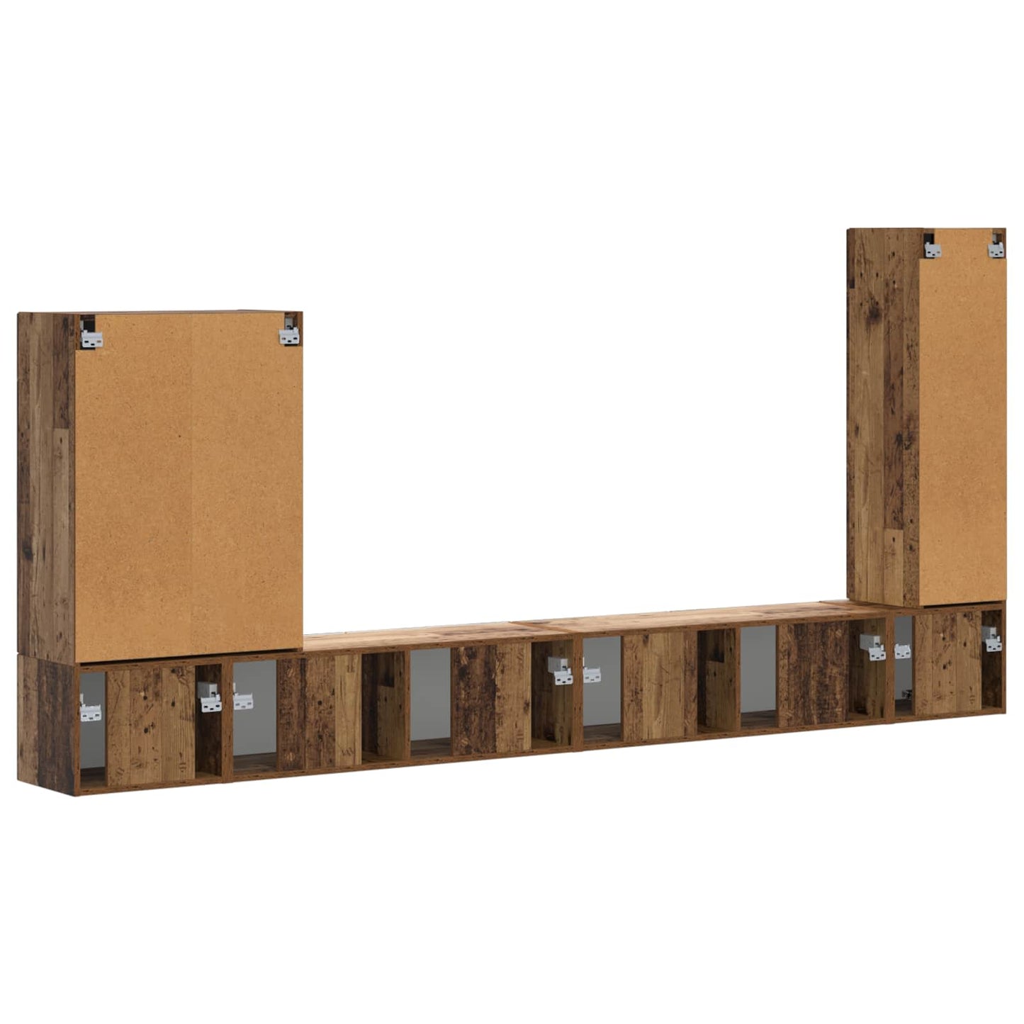 TV-Wandregal-Set Wandmontiert 6 pcs Altholz