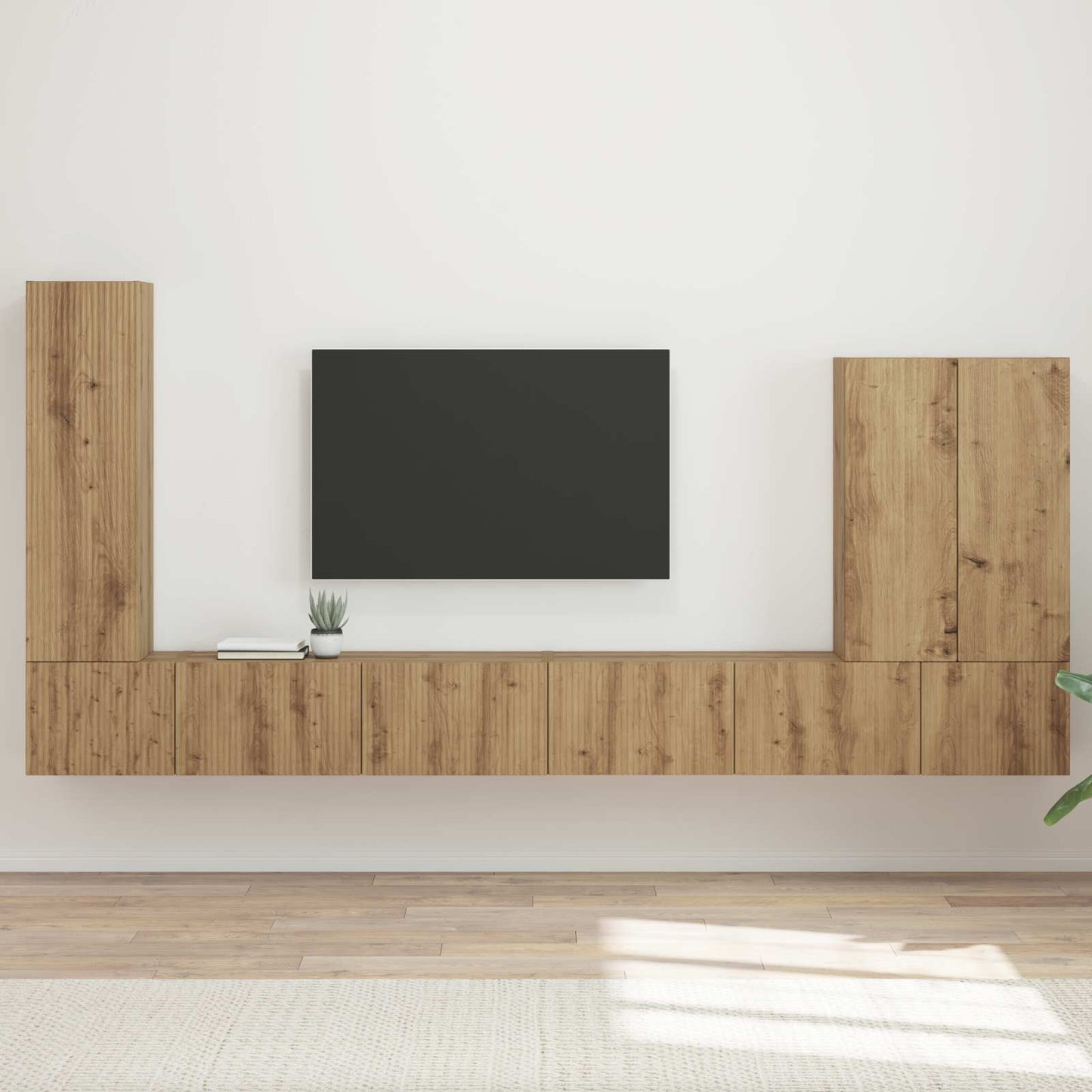 TV-Wandregal-Set Wandmontiert 6 pcs Artisan-Eiche