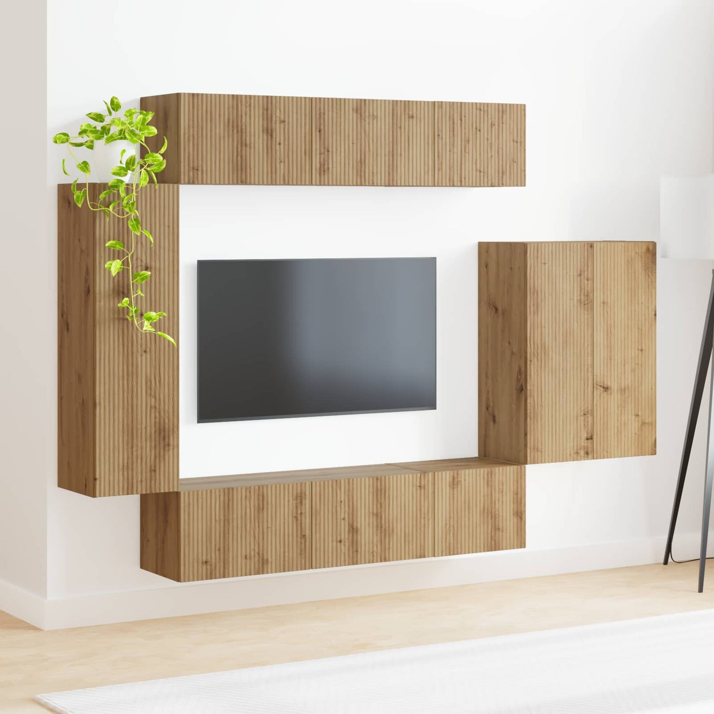 TV-Wandregal-Set Wandmontiert 6 pcs Artisan-Eiche