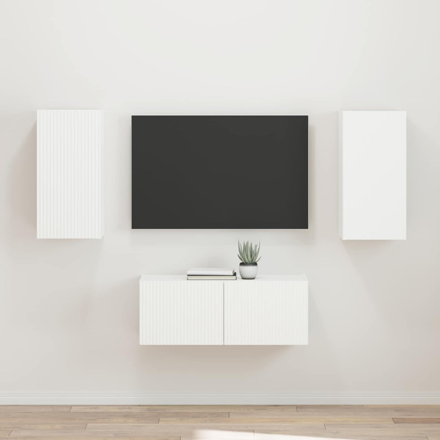 TV-Schrankset Wandmontiert 2 pcs Weiß Holzwerkstoff