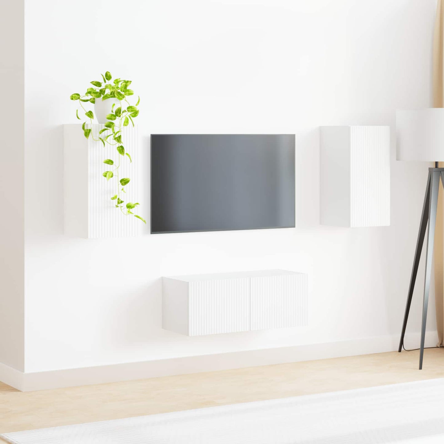 TV-Schrankset Wandmontiert 2 pcs Weiß Holzwerkstoff