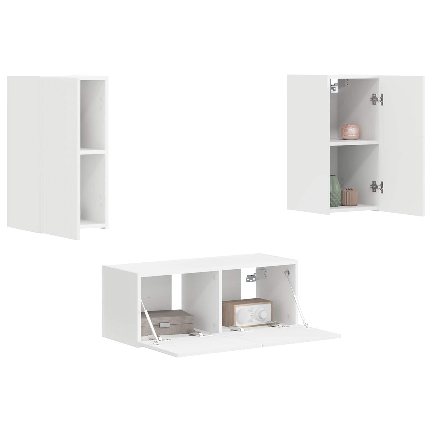 TV-Schrankset Wandmontiert 2 pcs Weiß Holzwerkstoff