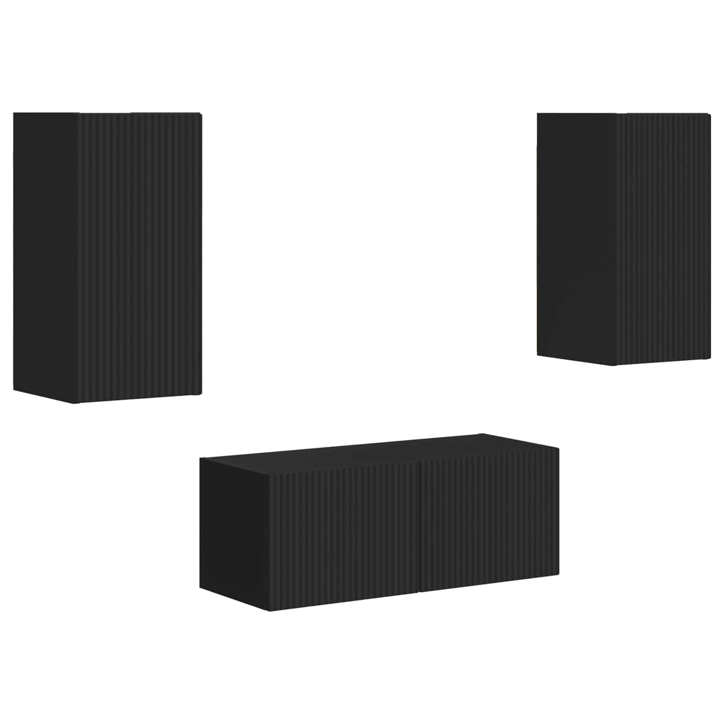 TV-Schrankset Wandmontiert 2 pcs Schwarz Holzwerkstoff