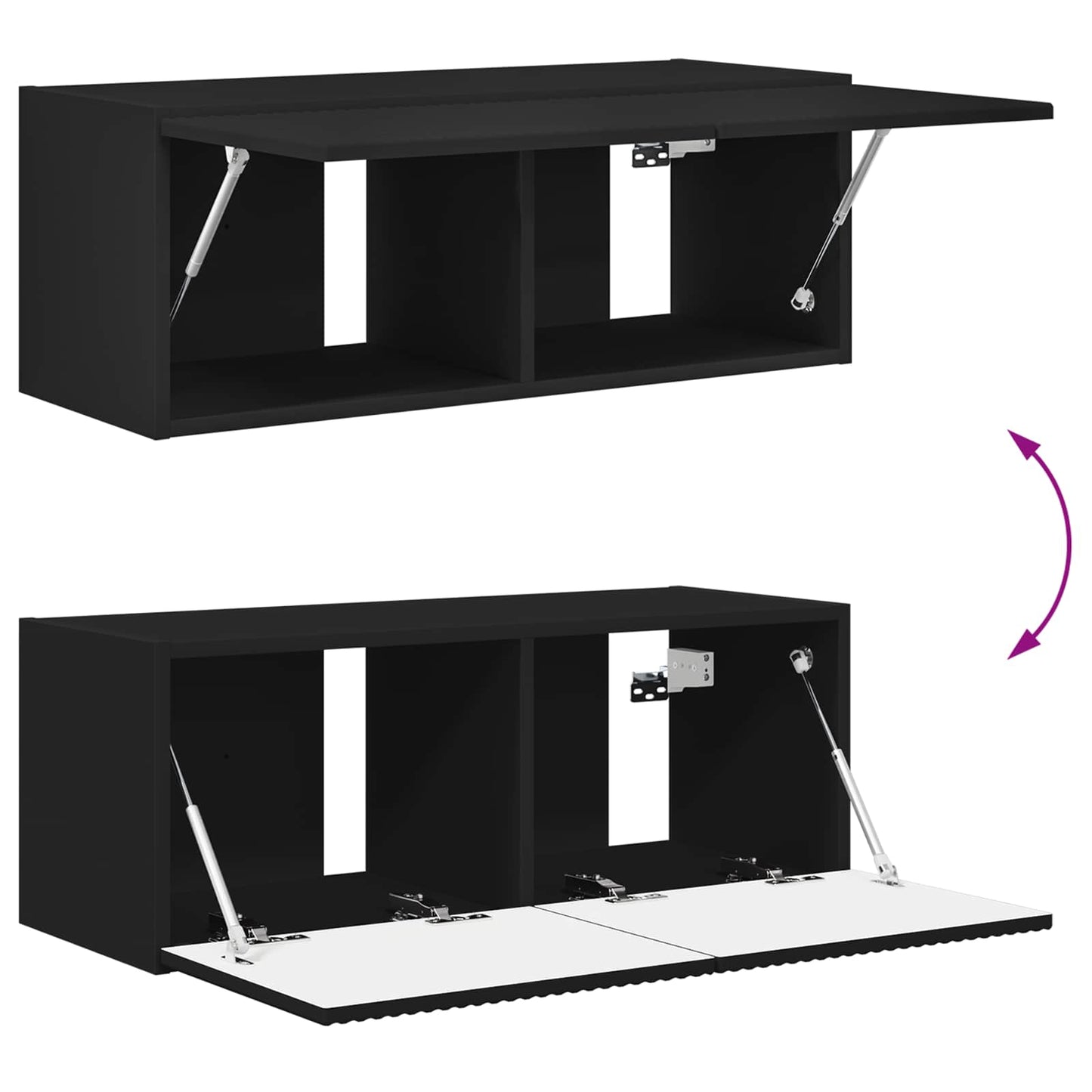 TV-Schrankset Wandmontiert 2 pcs Schwarz Holzwerkstoff
